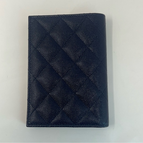 Chanel Navy Blue Caviar Leather Quilted Passport Cover Wallet - Picture 2 of 16